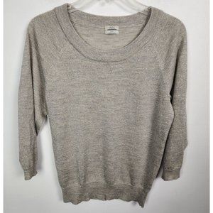 Wallace Women's Sz. S Wool Blend Silver Metallic 3/4 Sleeve Sweater